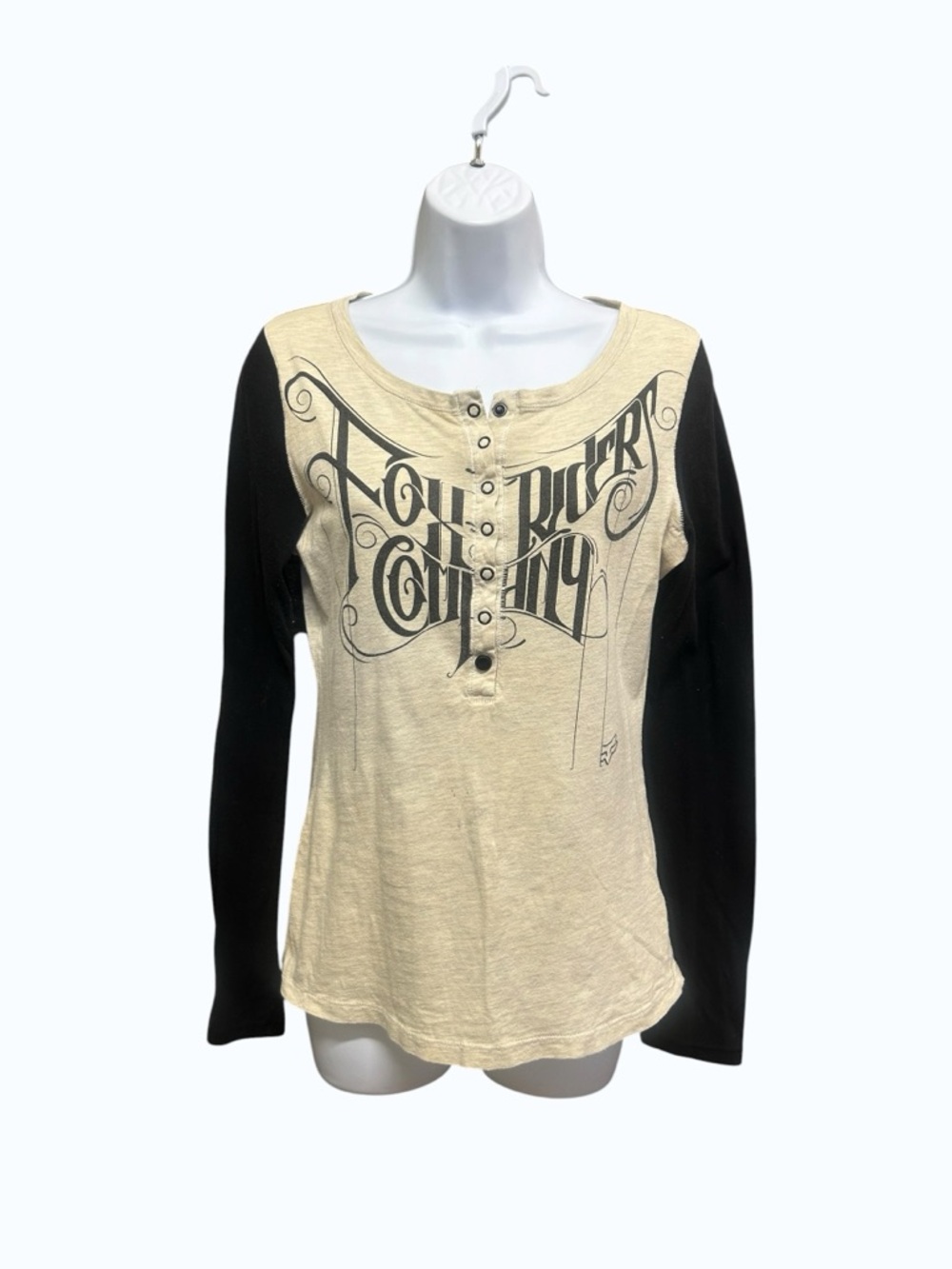 Fox Racing Graphic Henley Top - Size M - Y2K Fairy Grunge